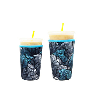 50% OFF SUPERSALE | ICED DRINK SLEEVES *retired patterns : Large / Turquoise Leaves