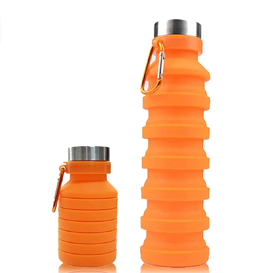 Collapsible Water Bottles (25 oz) - Leakproof Foldable Water Bottle w/ Foldable Straw & Cleaner - BPA Free Lightweight Water Bottles - Ideal Sports